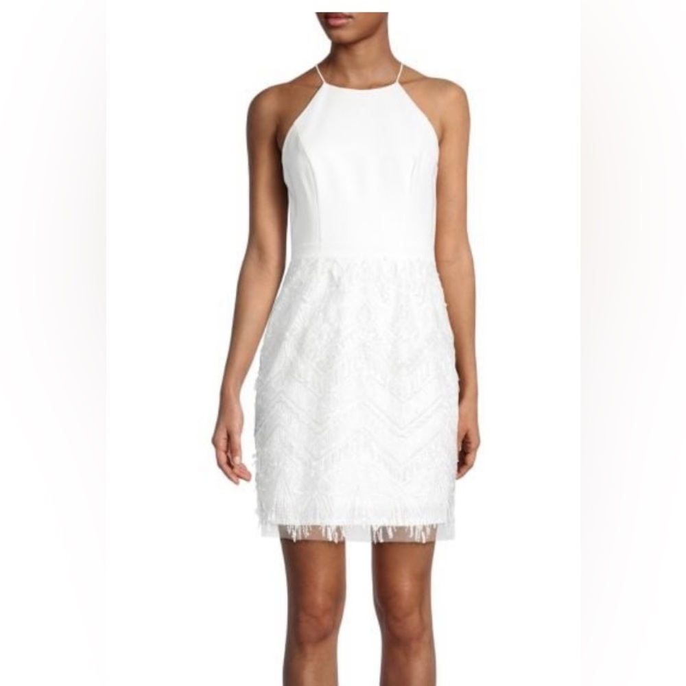 NWT Aidan Mattox Ivory Fringe Dress